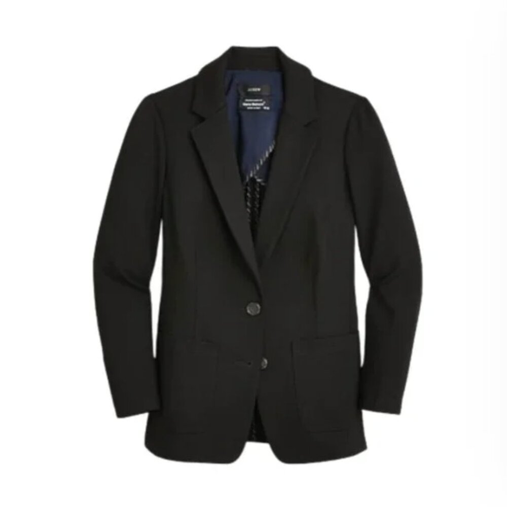 Nwt Jcrew Patrick Patch Pocket Blazer Jacket Womens 8 Black Ponte Knit Bf422